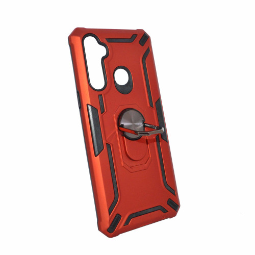 Realme 5-5i Red Armor Cover Military Grade Protection Built-in Kickstand Car Holder Mobile Phone Case